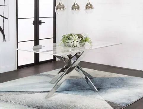 Aldo 7pc Set Dining Room in Marble Glass Top
